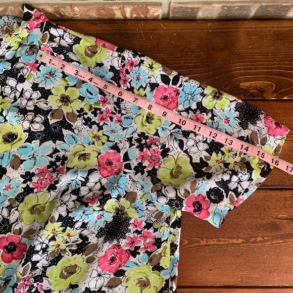 Pendleton 16W Bright Floral Women's Short Sleeve Button Down Top Blouse EUC - Picture 10 of 11
